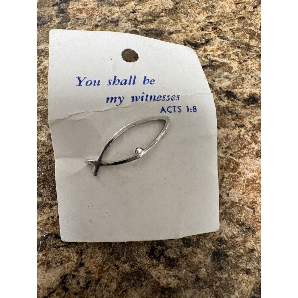 Small Silver Fish Lapel Pin: Acts 1:8